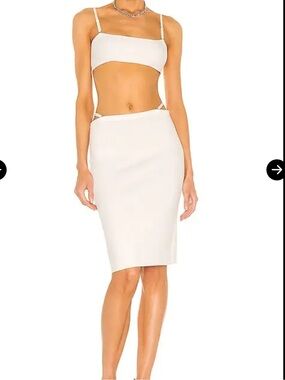 Aya Muse white Keana Cutout High-Waist midi Skirt revolve